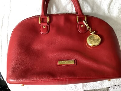 Joy& Inman  Red Genuine Leather Satchel Shoulder Bag With Watch And Mirror