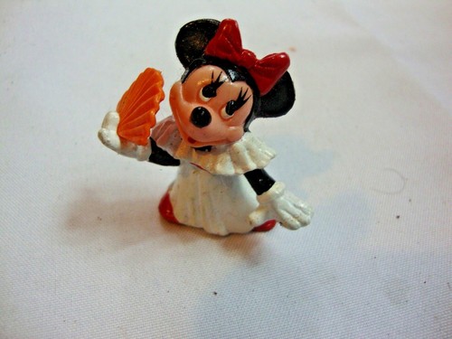 Walt Disney Prods Applausi giocattolo per bambini Minnie Mouse vestito bianco ventaglio piccola statuina - Foto 1 di 4