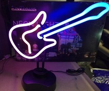2 Décorations Véritable Néon Guitare Et Lips Sur Support ( No Leds ) 220v