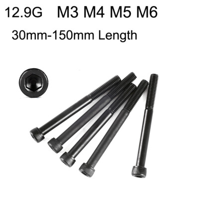 M3 M4 M5 M6 12.9G Extended Allen Socket Cap Head Screw Hexagon Bolt 30mm-150mm L