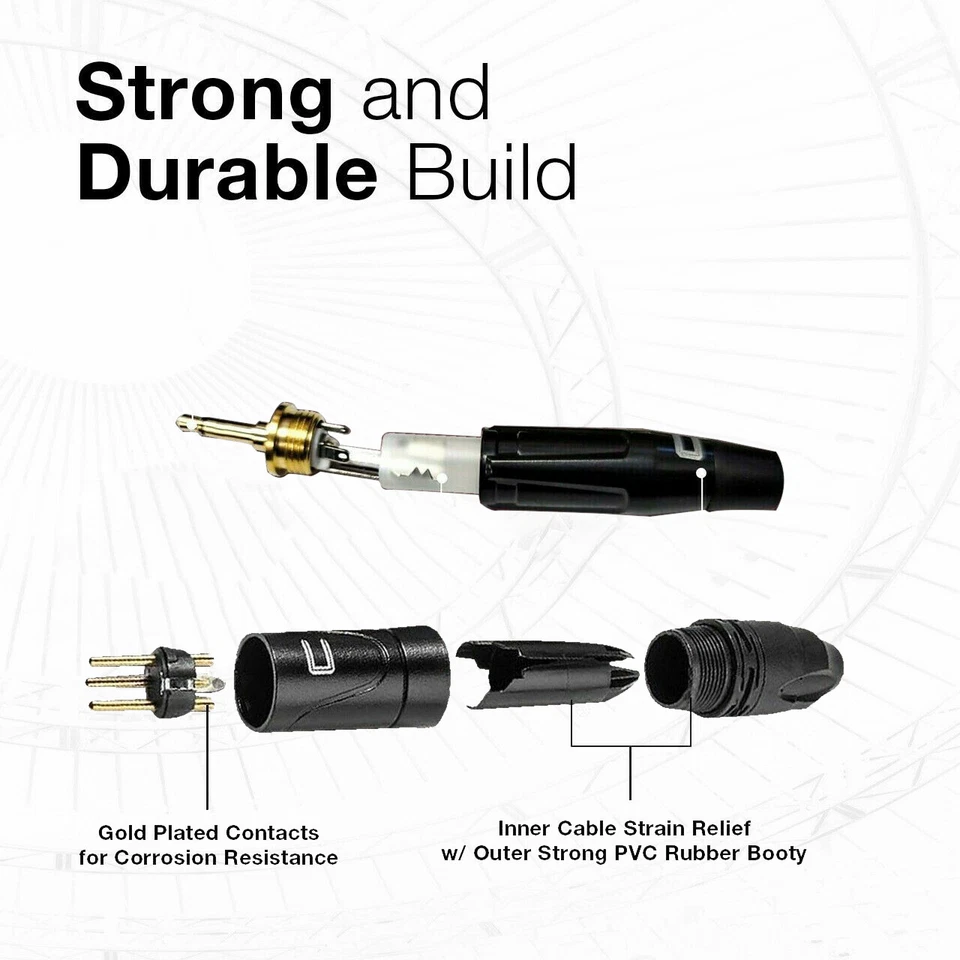 3-Pin XLR Male to 3.5 mm TS Unbalanced Mono Audio Cable Custom Length Color Cord - Image 4 of 4