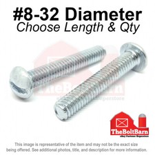 8-32 Slotted Round Head Machine Screws Bolts Zinc Coarse Pick Length Qty