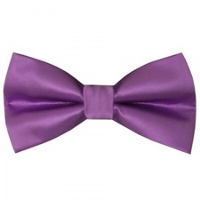 Plain PreTied Cadburys Purple Satin Boys Bow Tie Age 4-7 Wedding Prom Dickie Bow