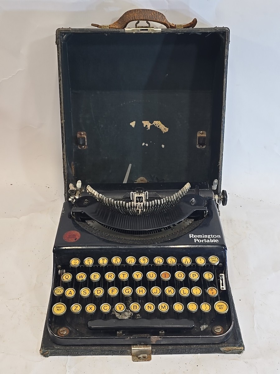 Remington タイプライター 1921 Remington Portable Typewriter w/ Hard Case Antique Yellow