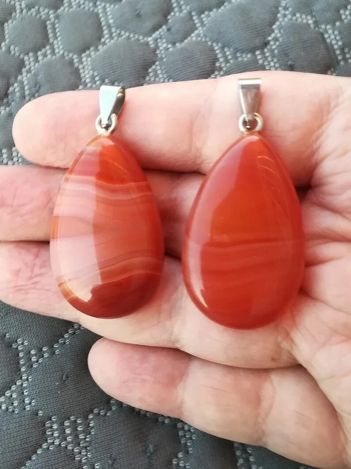 CIONDOLO AGATA STRIATA GOCCIA E ARGENTO 925 CIONDOLI DAINTY BAIL PIETRA NATURALE - Immagine 2 di 4