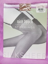 Nice Touch Garter Stockings Nylons NUDE Size A Thigh-High Lingeire Hoisery Sissy