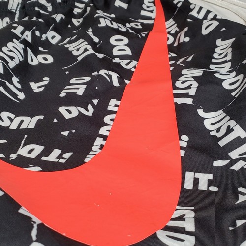 Nike JUST DO IT AOP Cinch Bag Drawstring Backpack Black Orange 13x16 MINOR WEAR - Picture 4 of 15