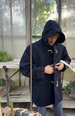 Valentino Roma Vintage Men's Montgomery Duffle Coat Blue Valentino Roma Vintage Men's Montgomery Duffle Coat Blue