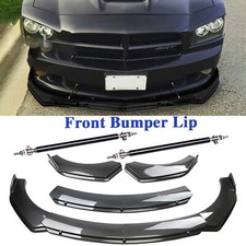 For Dodge Charger Carbon Fiber Style Front Bumper Lip Spoiler Strut Rods