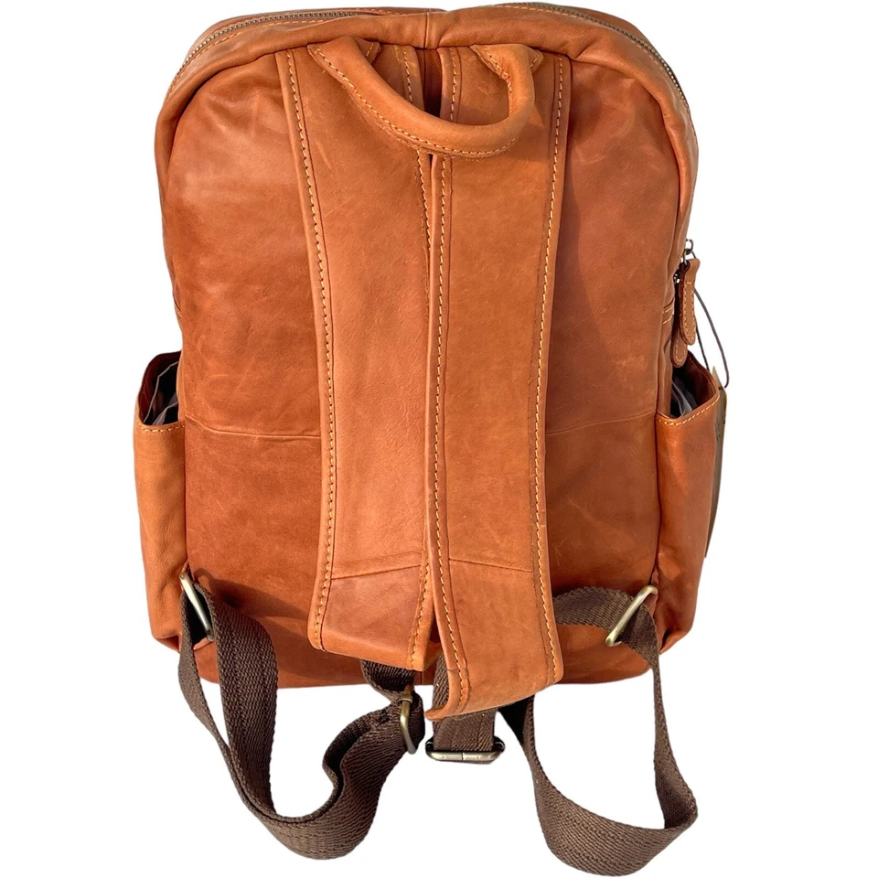 Unisex XL ECHTES LEDER Braun Rucksack Umhängetasche Unitasche Leather Backpack - Bild 4 von 4