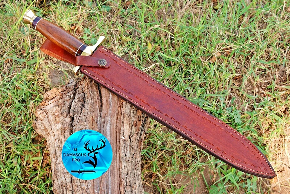 Espada Daga Damasco - Hoja de Acero Damasco Forjada a Mano con Funda de Cuero 1662 Foto 4 de 4