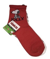 PEANUTS SNOOPY WOODSTOCK CHRISTMAS 3 PACK QUARTER SOCKS WOMENS Shoe Sz 4-10 NWT
