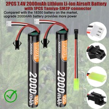 2PCS 25C 7.4V 2000mAh LiPo Battery Airsoft Hobby w/ Mini Tamiya Cable Airsoft UK