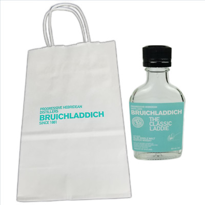 Bruichladdich The Classic Laddie Scotch Whisky Mini Empty Bottle & Paper Bag NEW