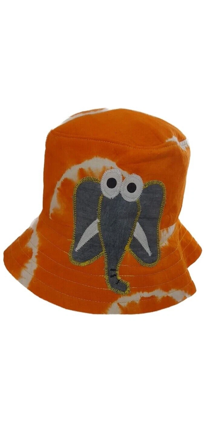 Toddler Summer Hat With elephant design. (Size 7 - 8 years old). Tie dye