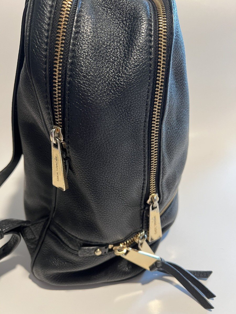 Michael Kors Black Pebbled Leather Back Pack Gold Hardware  display picture 1