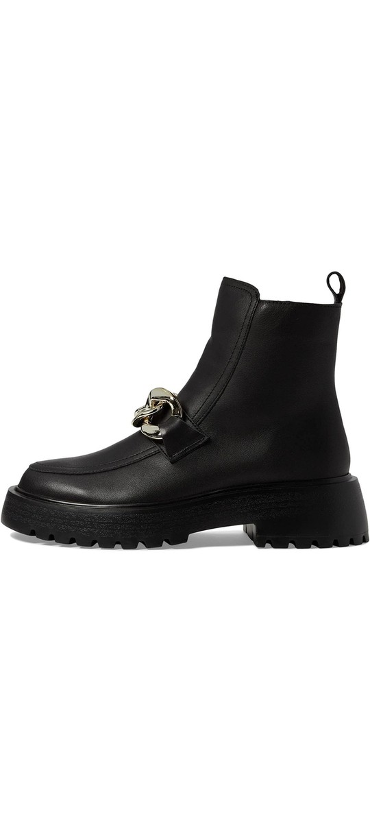 Steve Madden Cleo Black Chunky Lug Sole Curb Chain Round Toe Boots Mens Sz 10 Steve Madden Cleo Black Leather Chunky Lug Sole Curb Chain  main image 2