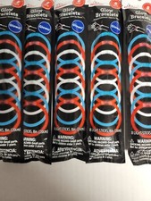  New Glow Bracelets RED, WHITE,  BLUE PACKS OF 8 Bundle of 5 Packs 40 total