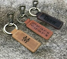 Personalized Keychain, Customized Leather Keychain