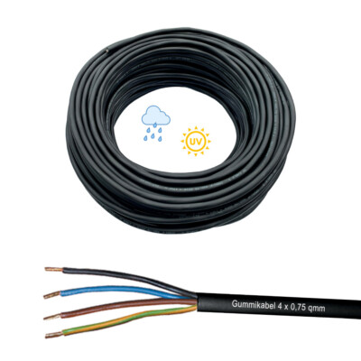 Kabel 4-adrig 4x0,75 H05RN-F4 schwarz f. Rolladen Antrieb Markise Jalousie Motor