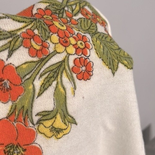 Ensemble pull robe vintage Edith drapeau blanc années 70 orange fleurs rétro - Photo 8 sur 15