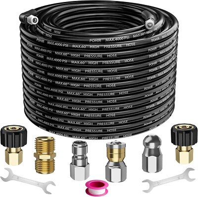 #ad 4000PSI Sewer Jetter Nozzles Kit 70FT Drain Cleaning Hose for Pressure Washer $42.89