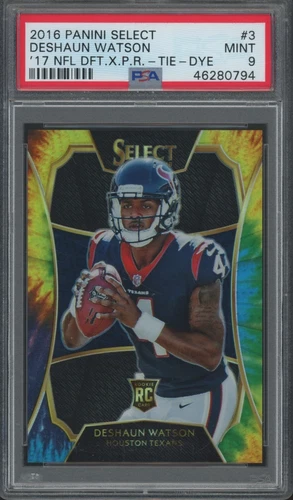 457 2016 Panini Select 2017 XRC Tie Dye Deshaun Watson 8/25 RC Mint PSA 9