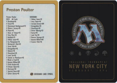 Decklist - Preston Poulter - 1996 ~ Near Mint Pro Tour G MTG Magic UltimateMTG A