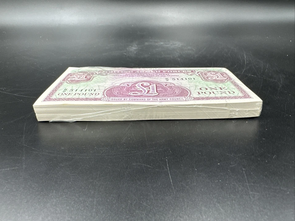 100x Consecutive  £ 1 Pound British Armed Forces special Voucher 1962 4th Series - Image 2 of 4