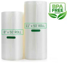2 Rolls 8"x50' 11"x50' Vacuum Sealer Bags Food Saver Storage Embossed Bags