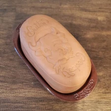 VTG Butter Keeper Dish Tray Lid Gourmet Topf USA 7” Happy Cow Margarine Stick