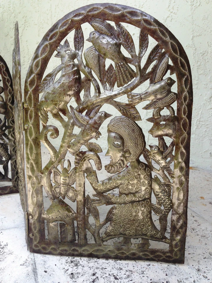 ЭКРАННЫЕ панели триптическая скульптура искусство из переработанного металла НОВАЯ пастораль - Изображение 2 из 4