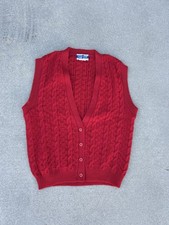Vintage Pendleton Women's Red 100 Wool Cardigan Vest Sweater Size S