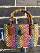 NWT $215 Kurt Geiger Kensington Tan and Pastel Woven Multi Colored Mini Bag