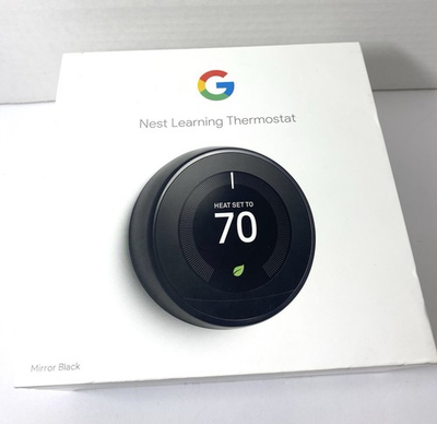 #ad Google Nest T3018US 3rd Generation Smart Learning Thermostat Mirror Black $70.00