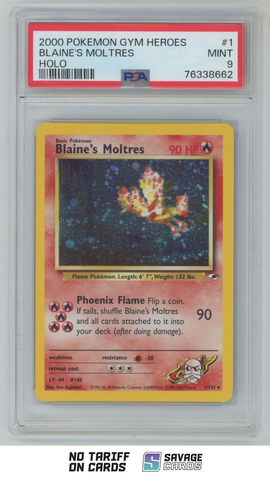 2000 Pokemon Gym - Heroes Blaine’s Moltres PSA 9 #1/132 Basic/Rare Holo