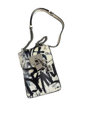 DKNY Leather Crossbody Bag with Graffiti Print