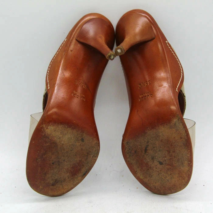 GUCCI Mule Sandals GG Canvas Brand Shoes Made in Italy Women's Size 35.5 Brown G thumbnail 6