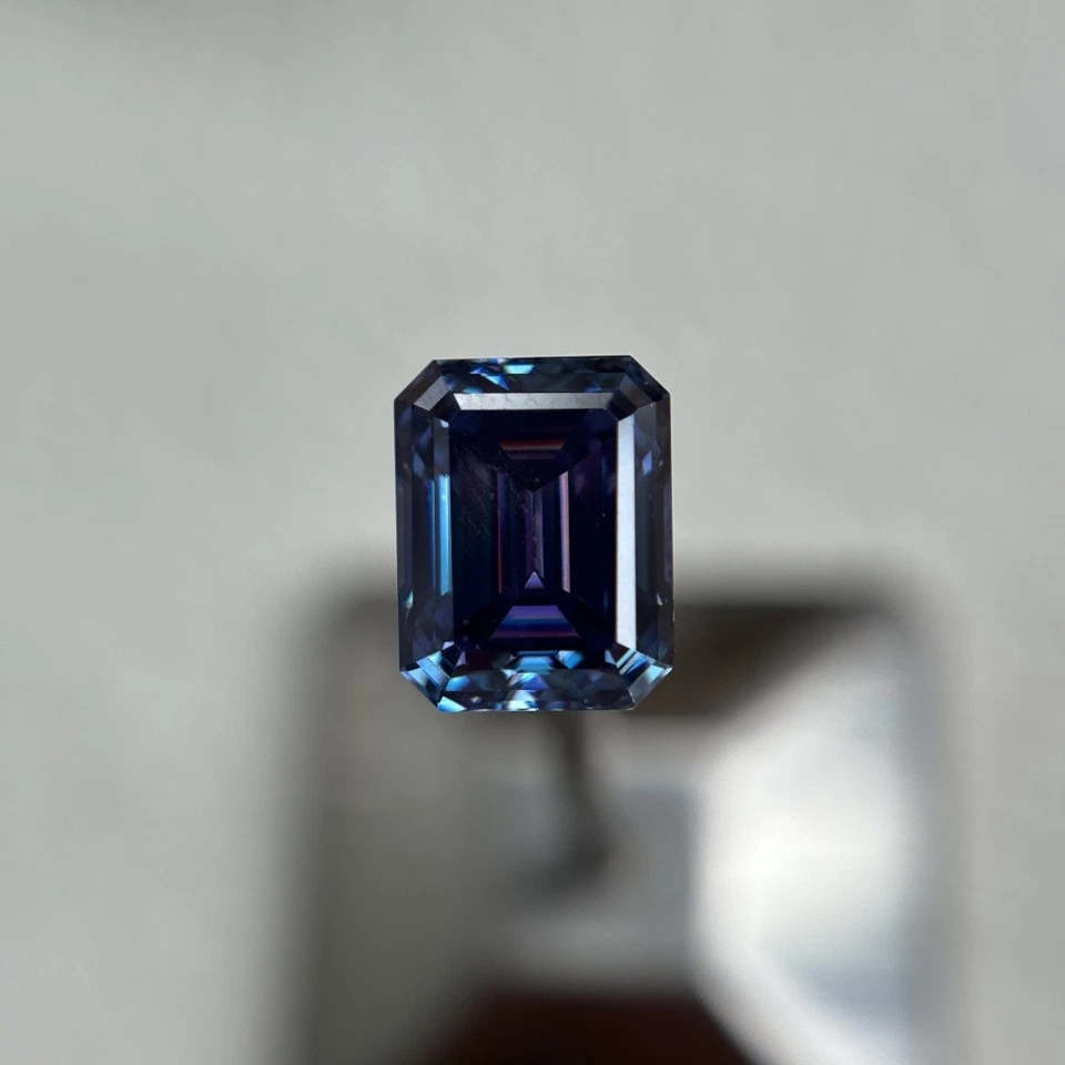 Emerald Cut 1PCS 5x7-10x14mm Sapphire Loose Moissanite Gemstone GRA Certificate - Image 4 of 4