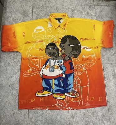 Hip Hop History Button Down Shirt   Platinum Life Culture Jewelry Tee  Sz 2XL