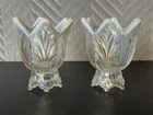 Vintage Fenton French Opalescent Candle Holder Votive Dual Glass Pair Flower EUC