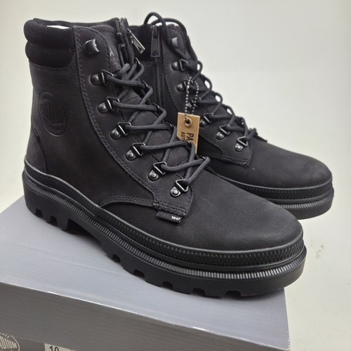 Palladium PALLATROOPER HIKER NUBUCK Black 97978-001-M Zip+Lace Women's Size 10