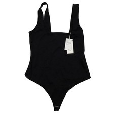 GOOD AMERICAN Black Sleeveless Square Neck Tank Bodysuit   Size 4   NWT