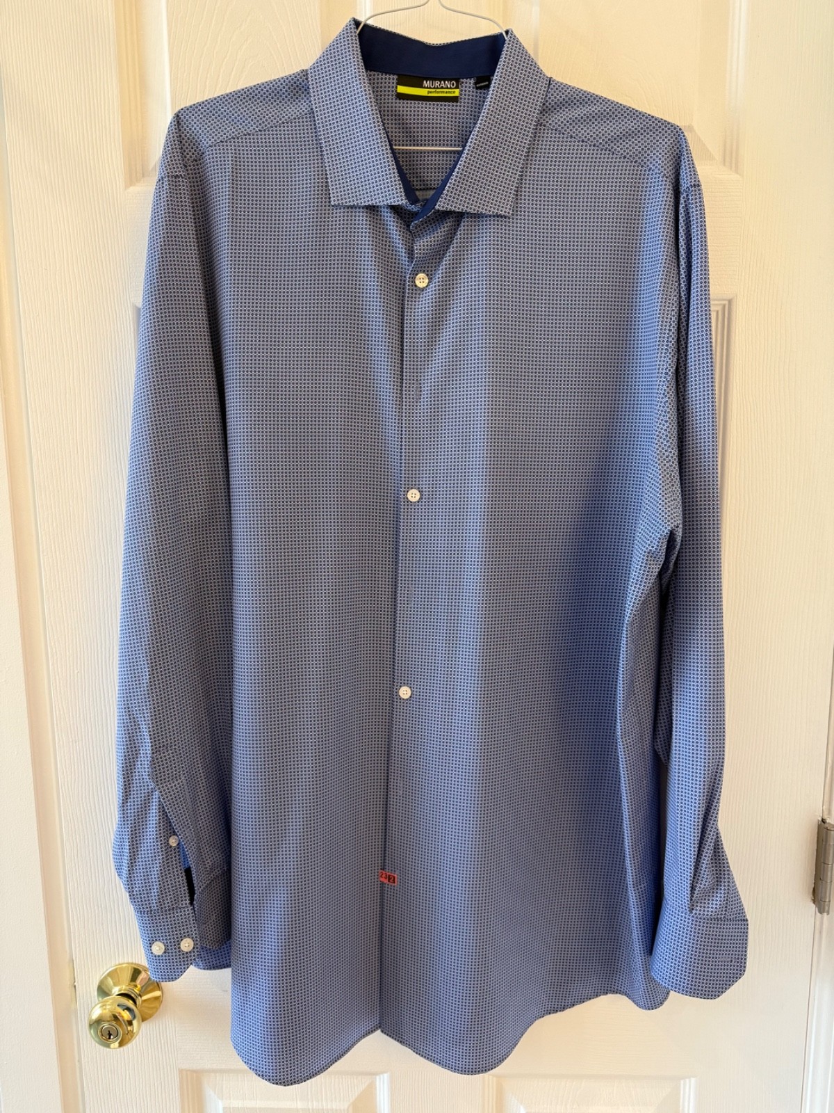 Murano Performance Button Down Shirt Blue Geometr… - image 3