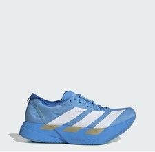 ZAPATOS PARA CORRER ADIDAS ADIZERO ADIOS PRO 4 PARA MUJER. TALLA 7. COLOR: AZUL/BLANCO/LIMA.