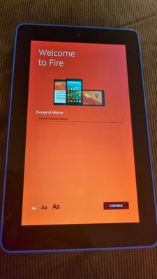 Kindle Fire 5th Generation blue electronic book.