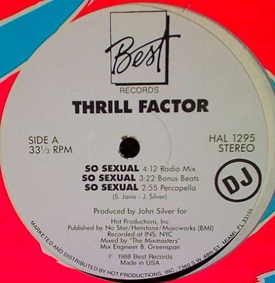Thrill Factor - So Sexual 12'' Promo Vinyl Electronic Freestyle 48885