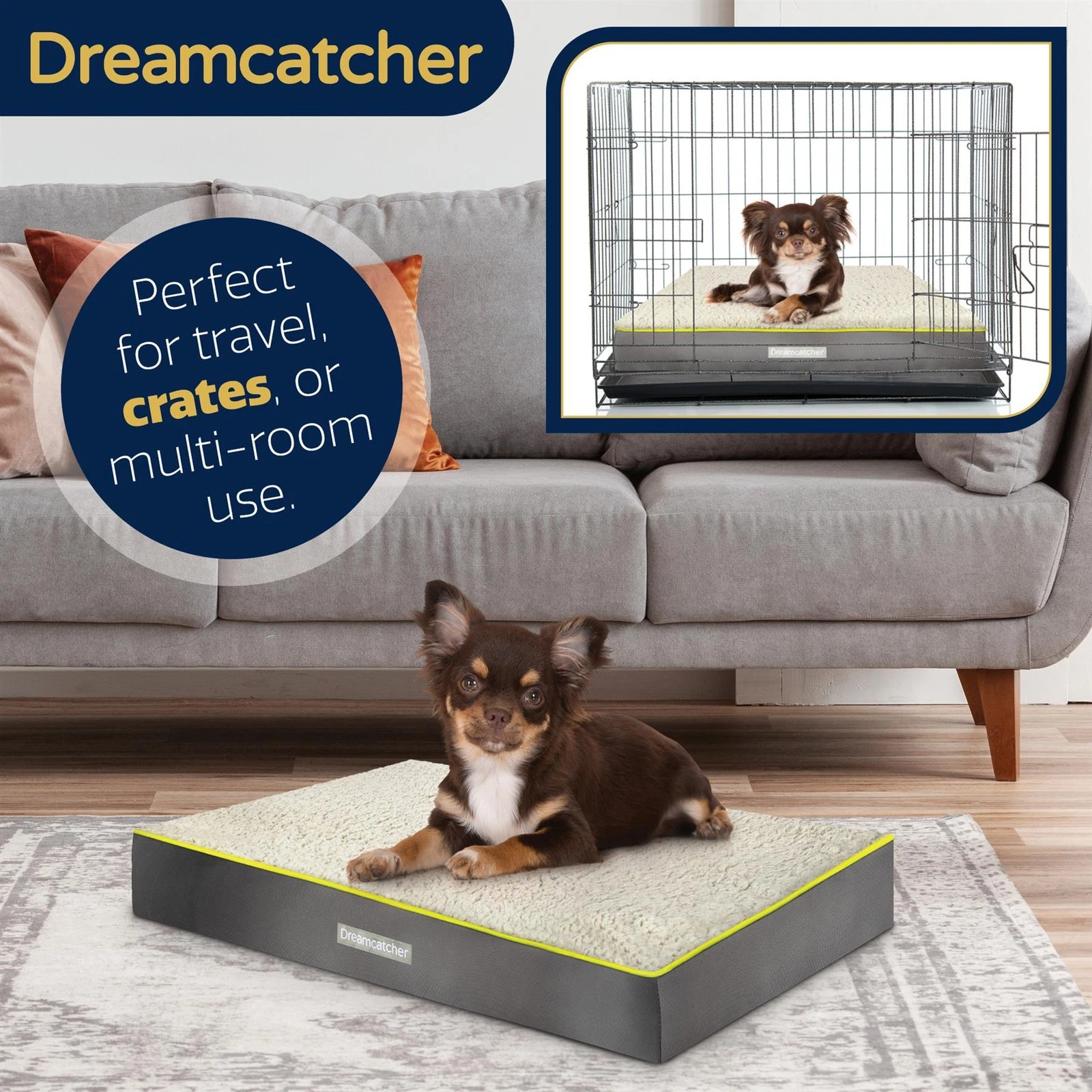 Medium Dog Bed Orthopaedic Memory Foam Pet Mattress 76x51x9cm Washable Cover