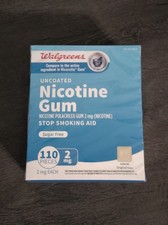 Walgreens Uncoated Nicotine Gum 2mg, Sugar Free, 110 Pieces, Exp. 08/27 D4 