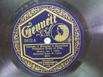 James M. Curley - GENNETT 5472 -  Benevolent Protective Order Of Elks   - 78 RPM